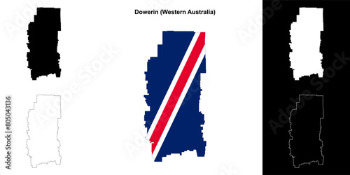 Dowerin (Western Australia) outline map set