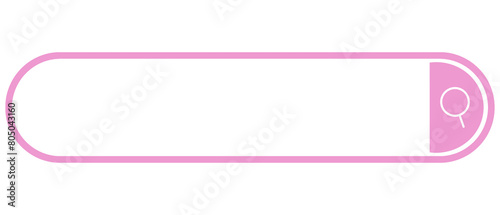 Pink Search Bar Icon Isolated on White. Can be used as a Text Frame. 
