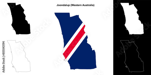 Joondalup (Western Australia) outline map set photo