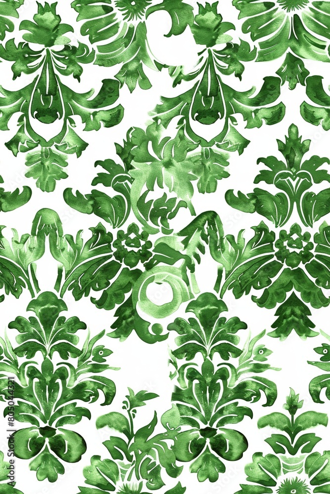 Watercolor Seamless pattern with green and white Watercolor Seamless pattern with green and white