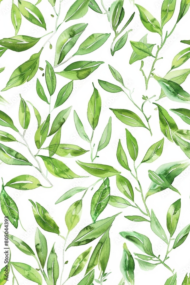 Watercolor Seamless pattern with green and white Watercolor Seamless pattern with green and white