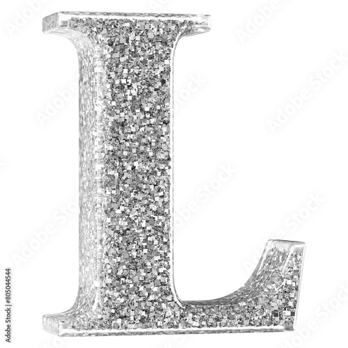 3d Font Silver Uppercase . Letter L
