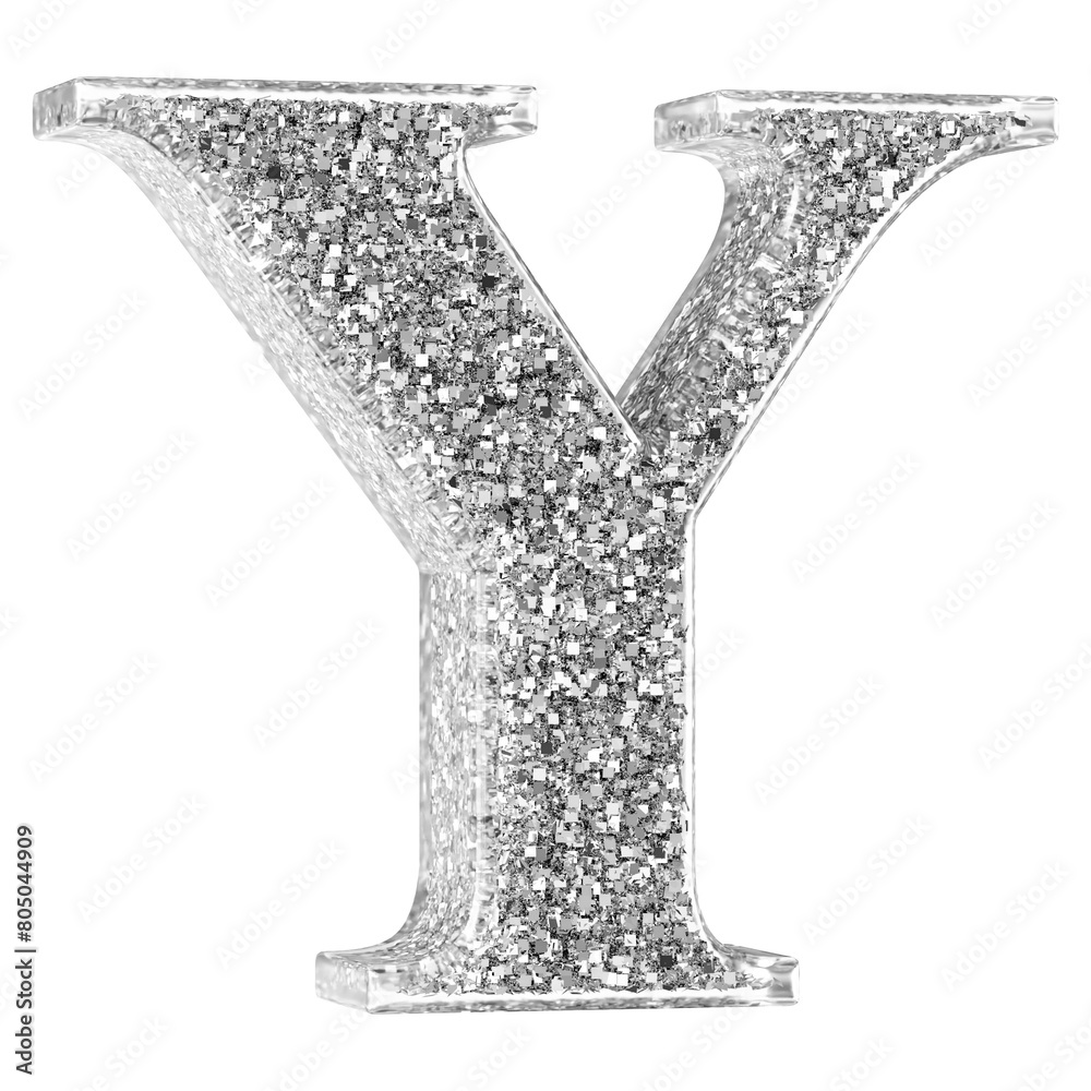 Fototapeta premium 3d Font Silver Uppercase . Letter Y