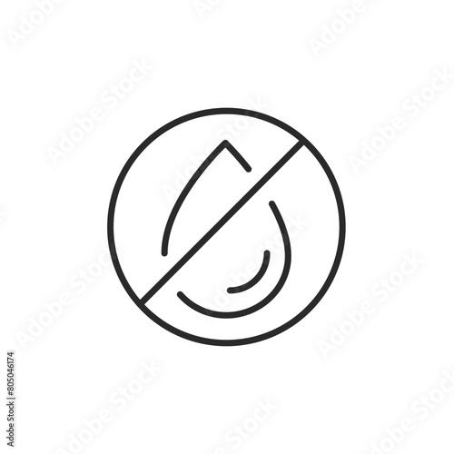 No oil prohibition icon. An icon of a no oil sign, representing oil-free cooking and dietary choices focused on heart health and clean eating. Ideal for dietary guides, cookbooks. Vector illustration