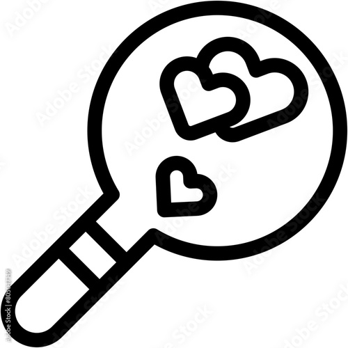 search, love, magnifying glass, heart, loupe Icon