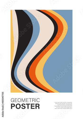 Minimal wall art poster with abstract shapes composition collage