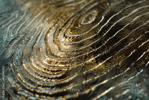 Extreme close-up revealing intricate details of a metal surface  showcasing textures and patterns under natural light