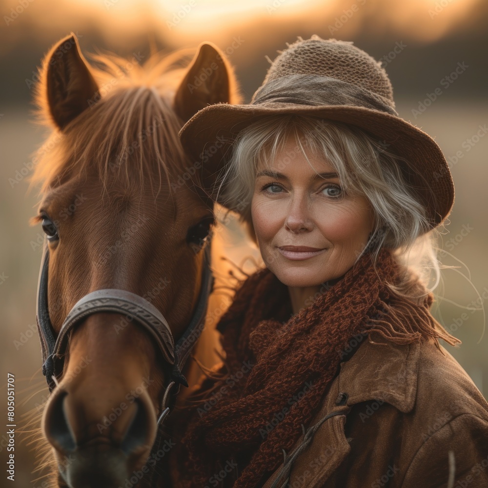 Fototapeta premium woman with a horse
