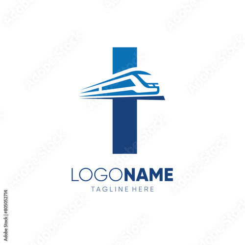 Letter I Fast Train Logo Design Vector Icon Graphic Illustration