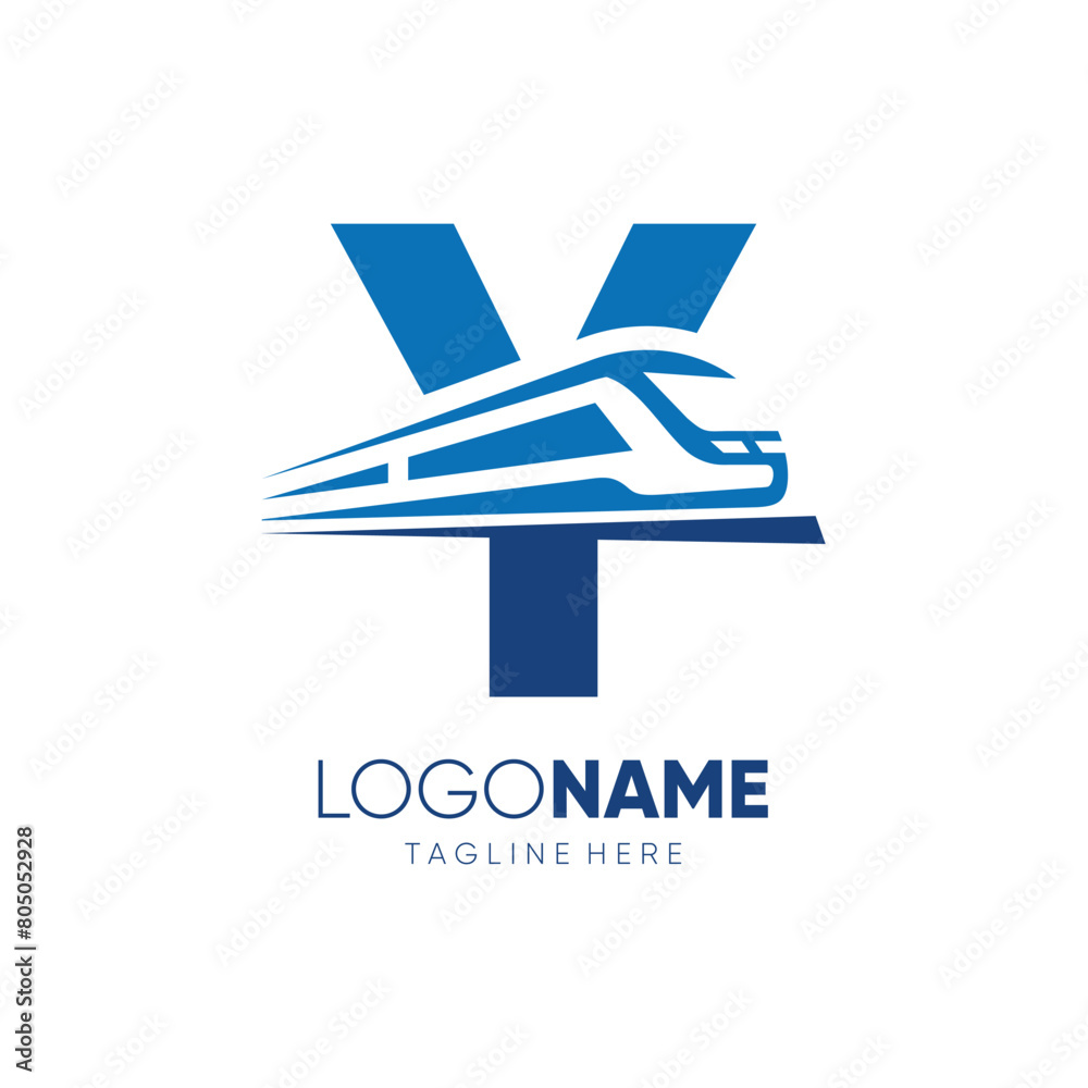 Letter Y Fast Train Logo Design Vector Icon Graphic Illustration