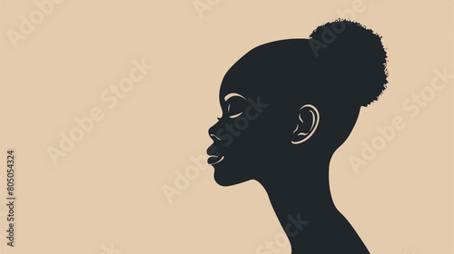 African woman silhouette in simple minimal linear style