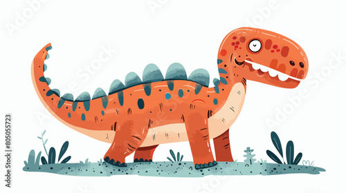 Amusing dinosaur or iguanodon and illustration Dont Bite message