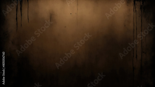 Old Brown vintage grunge dirty texture background, distressed weathered worn surface horror theme dark black paper Background
