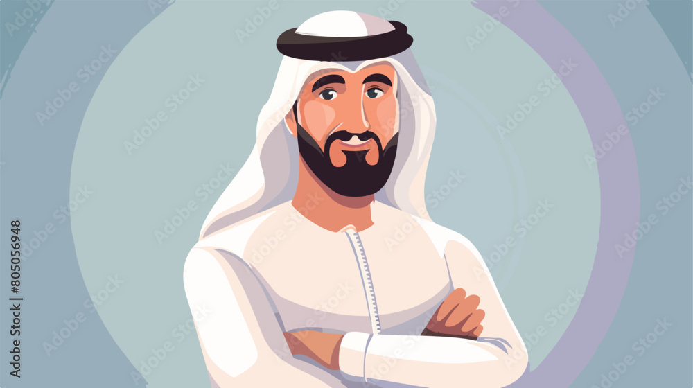 Arab handsome bearded man in traditional white clothe