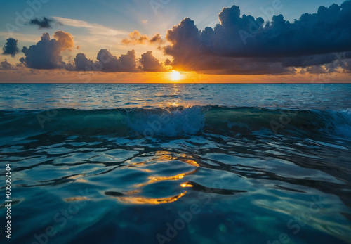 穏やかな海と夕日