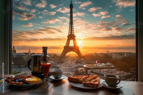 Parisian Breakfast With Eiffel Tower View © wpw
