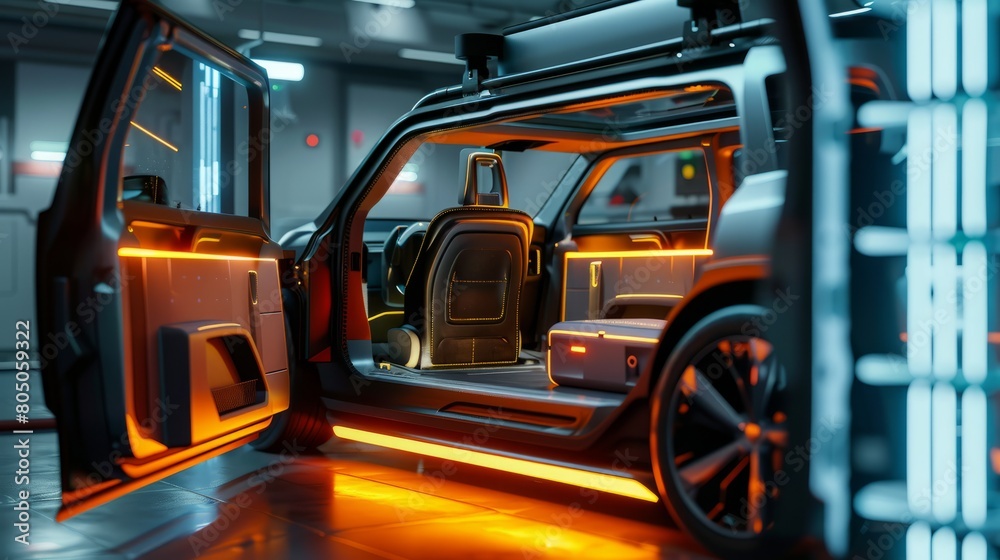inside electric car.3d render and illustration hyper realistic 