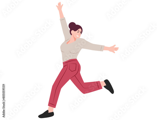 Woman jumping exercise vector illustration.