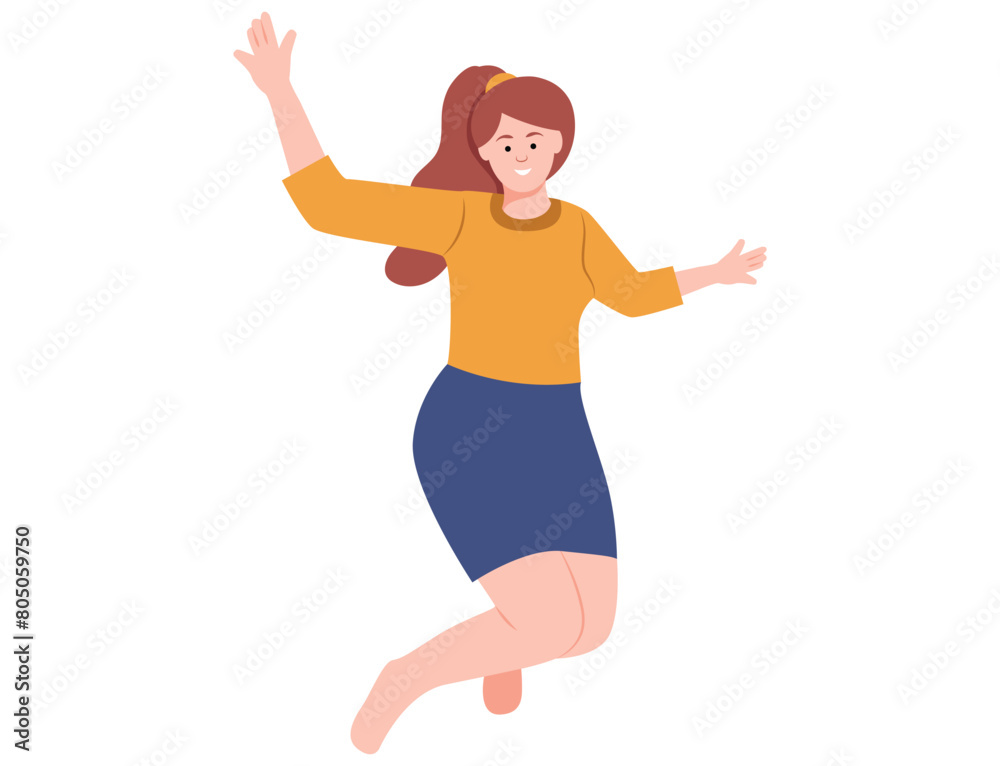 Happy girl jumping vector illustration. Happy girl jumping vector illustration.