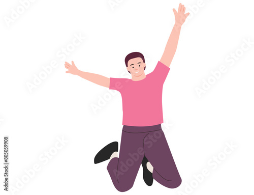 Man jumping happiness vector illustration.