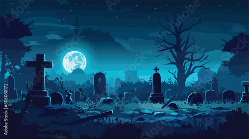 Dark cemetery night scene icon Vector style vector design