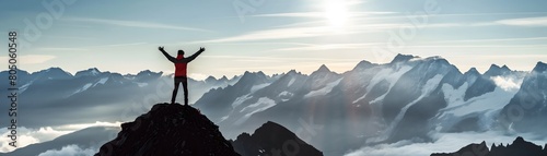 Mountaineer at the summit, concept of success