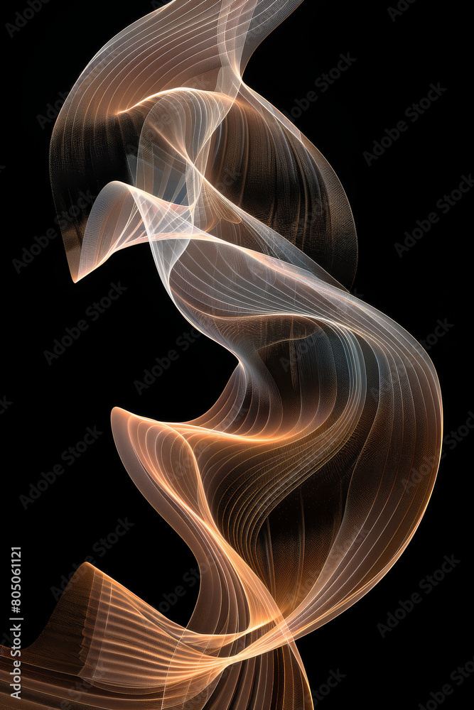 Naklejka premium Ethereal Wave Sculpture Against Dark Background