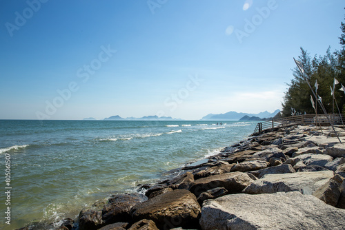 Beach in Prachuap Khirikhan waiting for visitors to relax and enjoy the view, Thailand