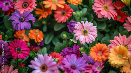 A vibrant flower garden bursting with colorful blooms  perfect for spring-themed designs.