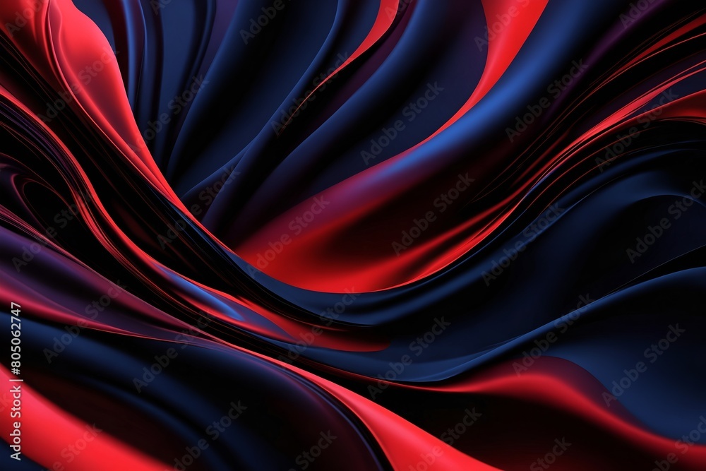 A blue and red fabric with a wave pattern