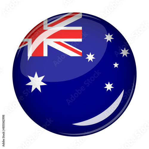 Flag of Australia in the form of a round shaped icon. Abstract concept. The national flag is convex in shape. Vector illustration