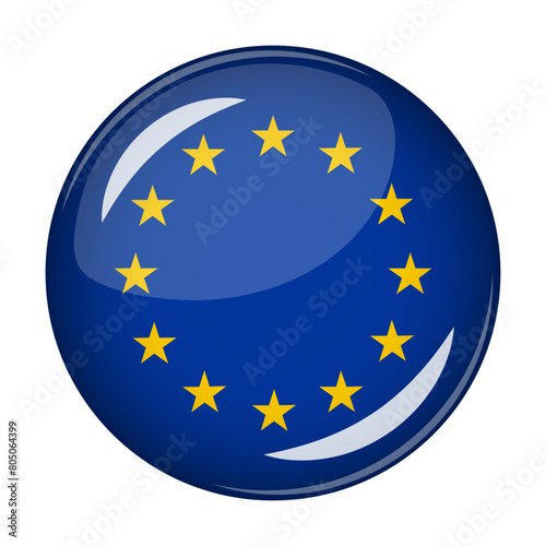 Flag of Europe in the form of a round shaped icon. Abstract concept. The national flag is convex in shape. Vector illustration
