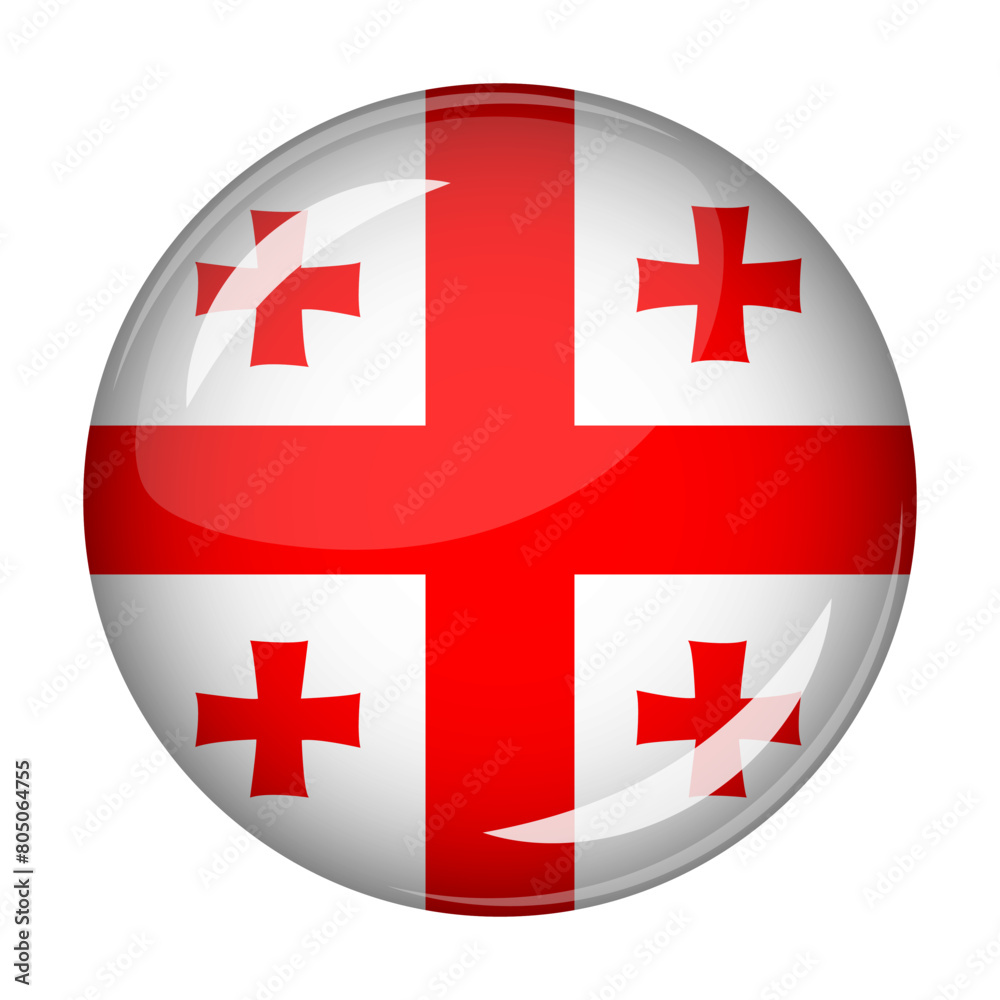 Flag of Georgia in the form of a round shaped icon. Abstract concept. The national flag is convex in shape. Vector illustration