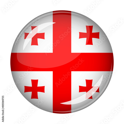 Flag of Georgia in the form of a round shaped icon. Abstract concept. The national flag is convex in shape. Vector illustration