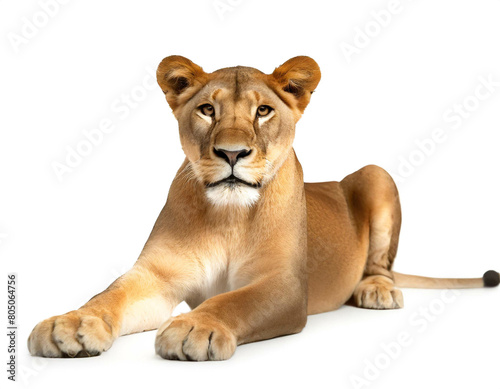 Löwin isoliert auf weißen Hintergrund, Freisteller