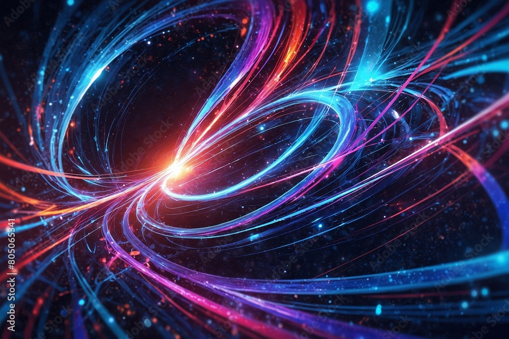 A colorful spiral of light and dark blue and red A colorful spiral of light and dark blue and red