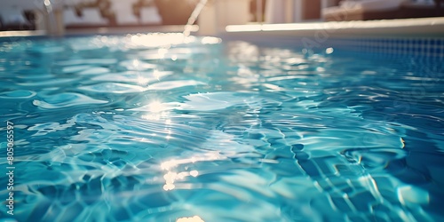 Swimming pool with clear blue water  close-up view