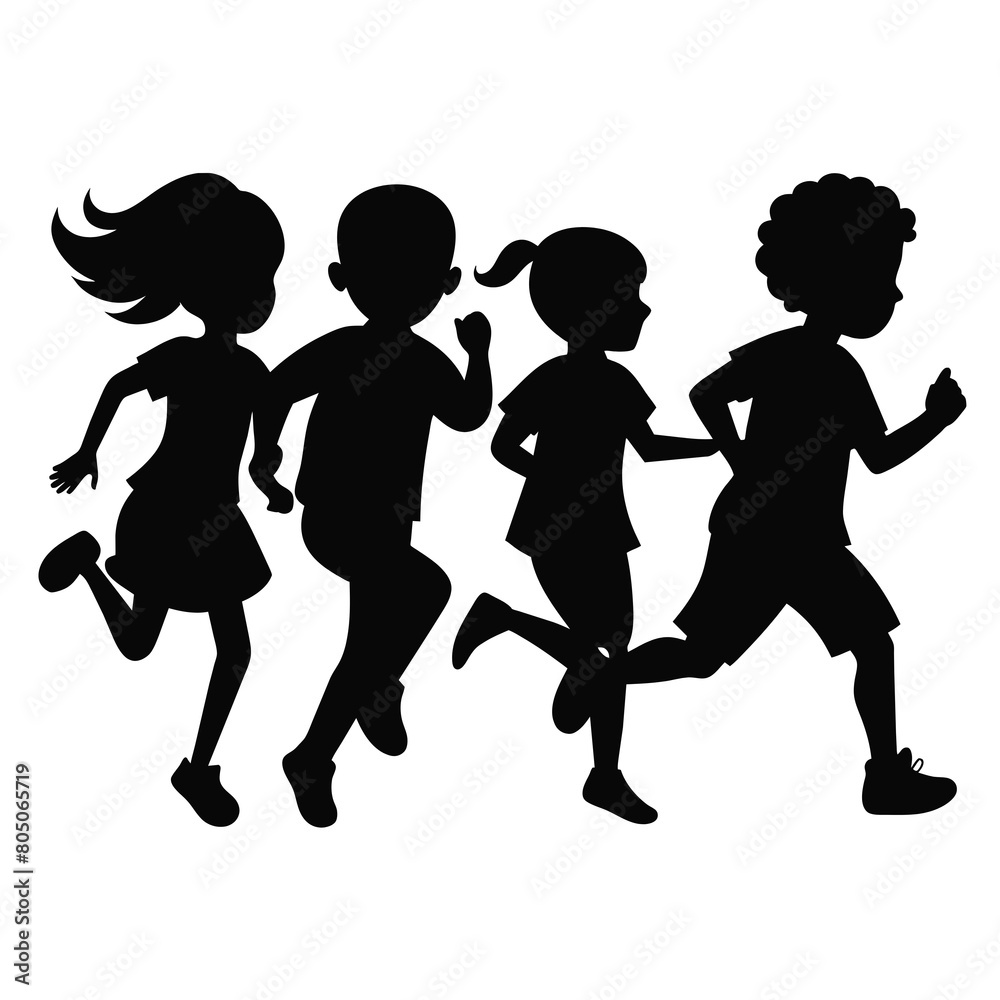 Children silhouette illustration