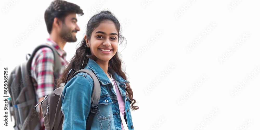 Obraz premium studens real image at college transparent background copyspace