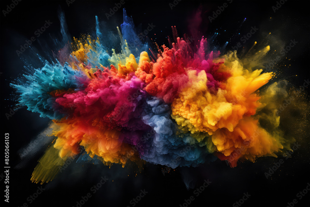 color splash on black background