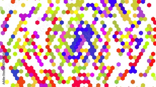 Colorful rainbow gradient hexagons turning. Modern  render smooth animation. Seamless loop abstract background 4k UHD (3840x2160)
