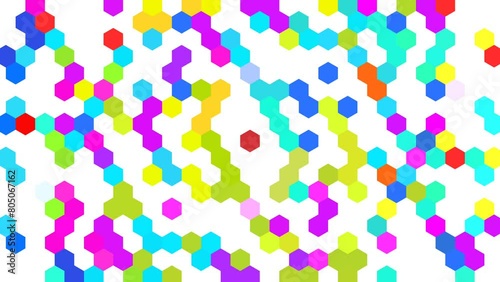 Colorful rainbow gradient hexagons turning. Modern  render smooth animation. Seamless loop abstract background 4k UHD (3840x2160)
