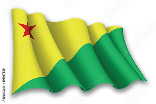 Realistic waving flag of Acre, state of Brazil