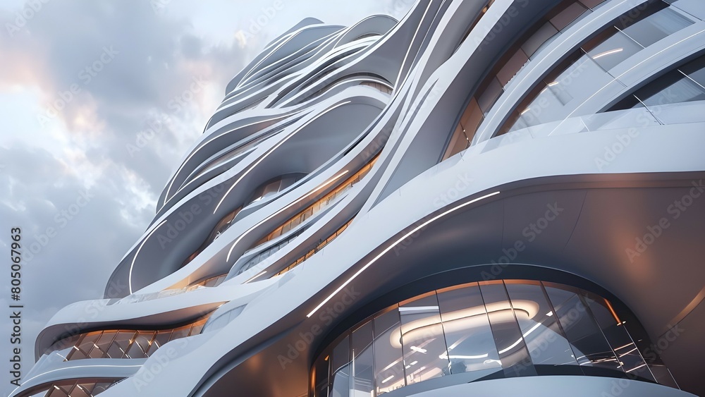 Fototapeta premium Futuristic and artistic white building