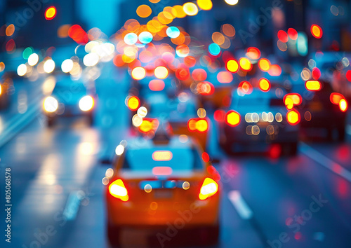 Abstract blur of traffic jam in the city.