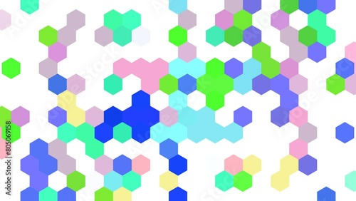 Colorful rainbow gradient hexagons turning. Modern  render smooth animation. Seamless loop abstract background 4k UHD (3840x2160)