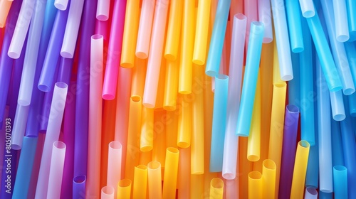 Multicolored plastic straws background