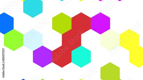 Colorful rainbow gradient hexagons turning. Modern  render smooth animation. Seamless loop abstract background 4k UHD (3840x2160)