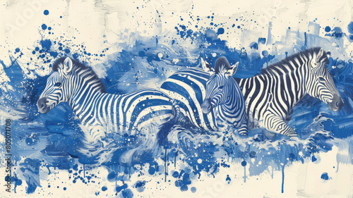 Three zebras are swimming in the ocean