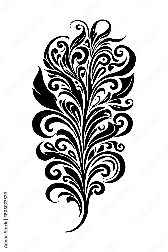 Botanical black and white pattern. For use on tattoos, posters, textiles, T-shirt printing. Generated by Ai Botanical black and white pattern. For use on tattoos, posters, textiles, T-shirt printing. Generated by Ai